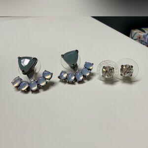 Stella & Dot Silver and Blue Moonstone Interchangeable Earrings Set